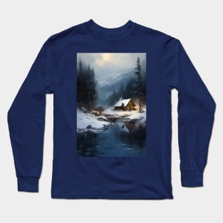 cozy winter nights - cabin by the lake Long Sleeve T-Shirt